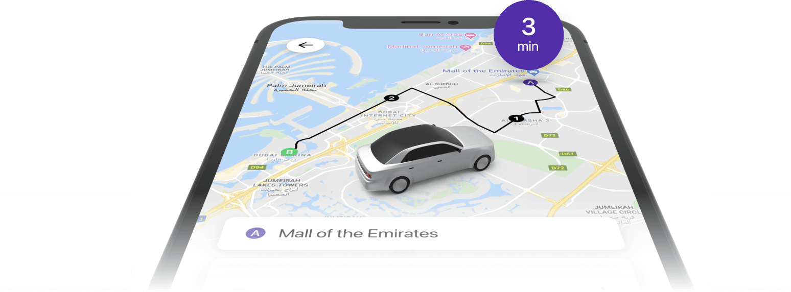 InRoute real-time route tracking on a map